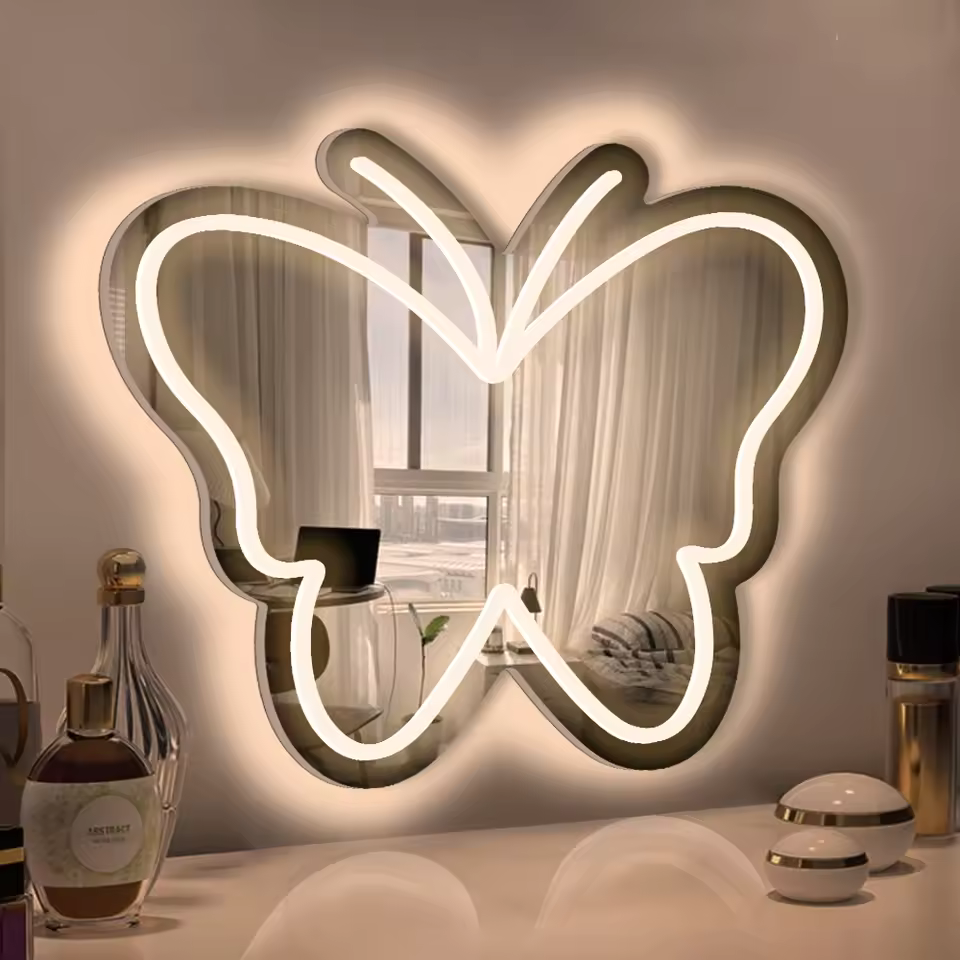 Butterfly Neon Sign with Mirror