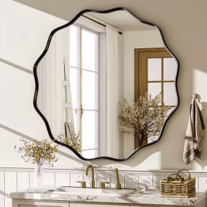 Wavy Round Bathroom Mirror Decorative